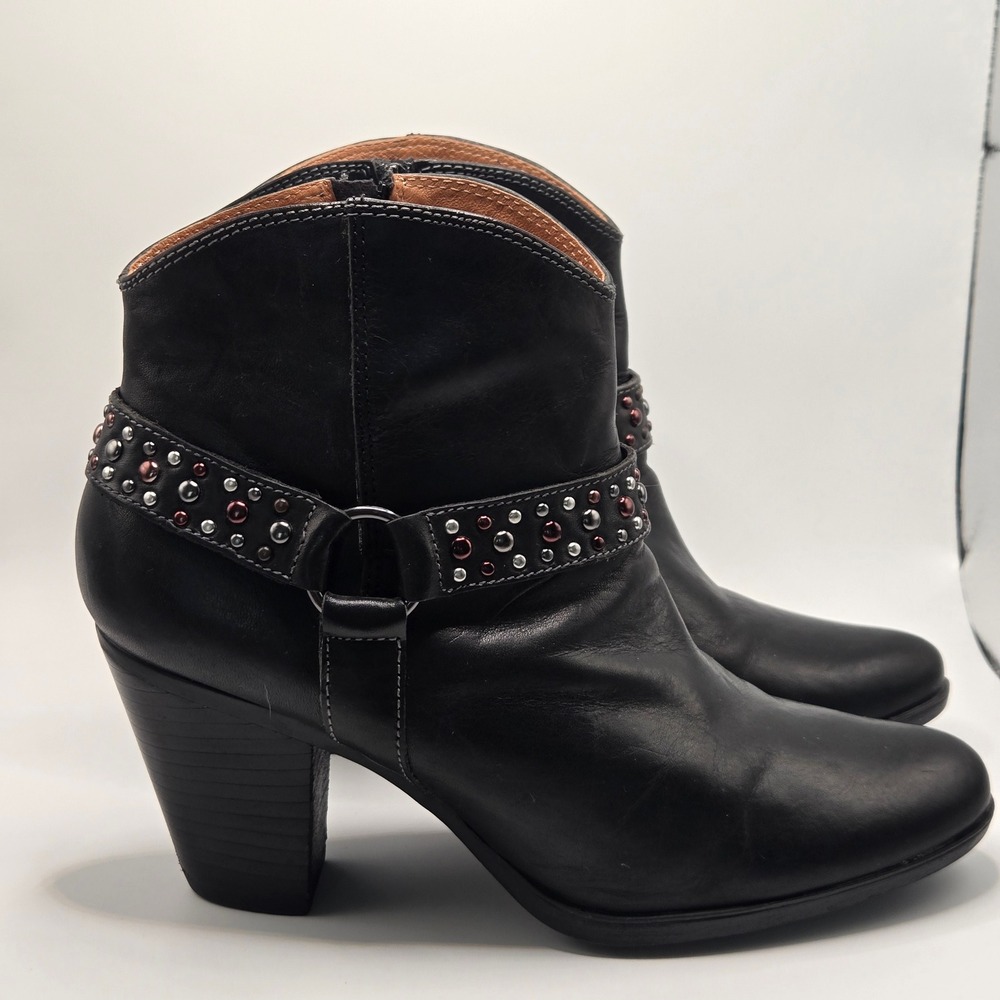 Sofft Ankle Boots Women 9.5 Black Studded Harness Leather Booties